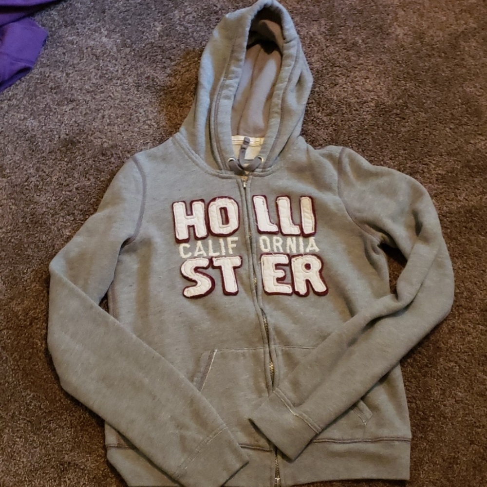 Gray Hollister zip up size large